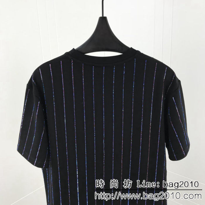 YSL聖羅蘭 19ss最新元素 條紋萬鑽 加厚純棉短袖 情侶款 ydi1468